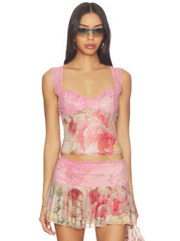 Tiger Mist - Dune Women's Lace Trim Open Back Crop Top Pink