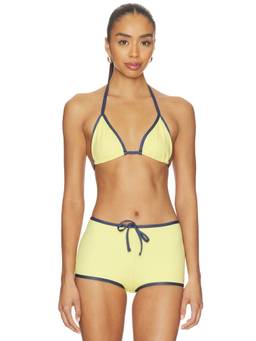 Tiger Mist - Kristin Women's Unpadded Halter Neck Bikini Top Pale Yellow