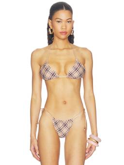 Tiger Mist - Reversible Ave Women's Halter Tie-Up Bikini Top Plaid