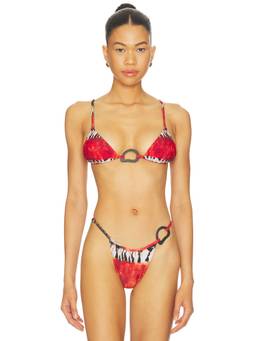Tropic of C - Shell Equator Women's Unpadded Ring Detail Bikini Top Red