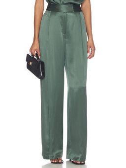 The Sei - Relaxed Women's Pleated Wide Trousers Thyme
