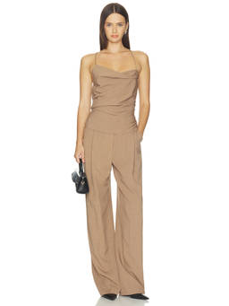 The Sei - Women's Pleated Wide Trousers Sand