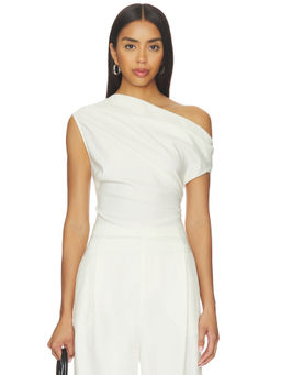 The Sei - Women's Ruffled One-Shoulder Jersey Top Cream