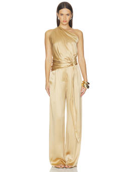 The Sei - Asymmetrical Drape Women's One Shoulder Silk Top Sand