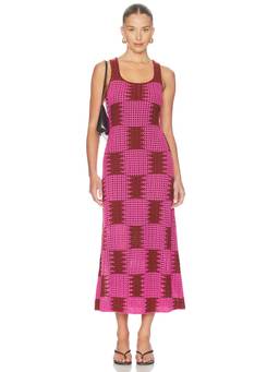 The Wolf Gang - Thera Women's Crochet Knit Sleeveless Maxi Dress Magenta