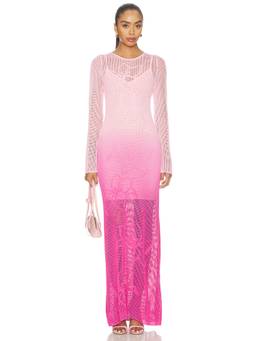 The Wolf Gang - Mela Women's Long Sleeve Knit Maxi Dress Pink