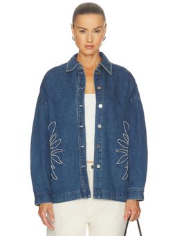 The Wolf Gang - Amana Denim Women's Embroidered Button-Down Shirt Blue