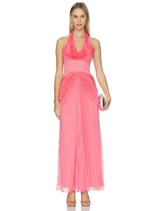 amur pink halter dress Buy Enly Pleated Ruched Women's Plunging Neck Gown (0) Online C&E