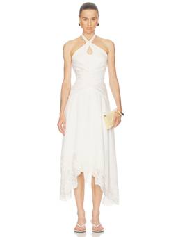 AMUR - Romee Women's Halter Neck Embroidered Maxi Dress Seed Pearl