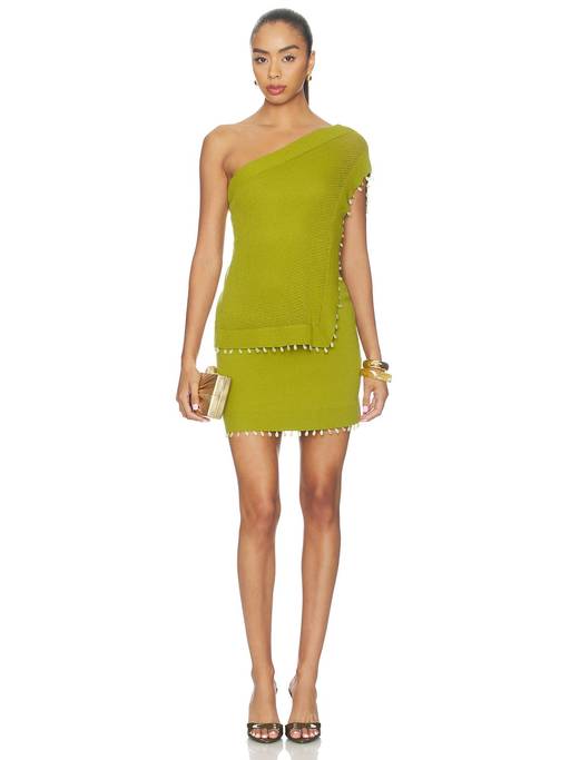 alaia dress green Buy AMUR Day Women's One Shoulder Beaded Trim Mini (L) Online 23BFCM2025