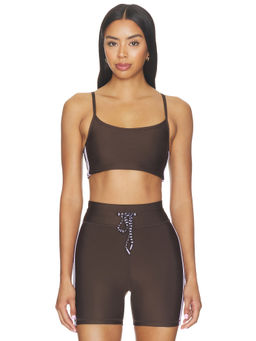 THE UPSIDE - Oxford Hutton Women's Removable Pads Scoop Neck Sports Bra Cocoa