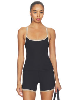 THE UPSIDE - Rhythm Caleb Women's Built-In Bra Ribbed Sports Bra Black