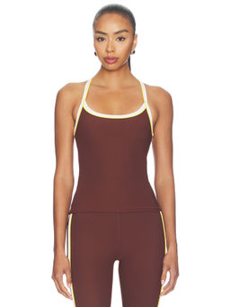 THE UPSIDE - Rhythm Caleb Women's Padded Ribbed Tank Sports Bra Raisin