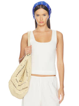 THE UPSIDE - Del Rey Pointelle Women's Lace Trim Tank Top Cream