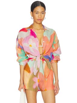vitamin A - Playa Boyfriend Women's Floral Button-Down Shirt Multi-Color