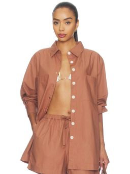 vitamin A - Organic Cotton Women's Relaxed Button-Up Shirt Brown
