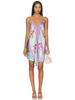 Verandah - Handkerchief Women's Floral Halter Neck Mini Dress Lavender