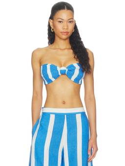 Verandah - Smocked Women's Front Knot Bandeau Bikini Top Ivory