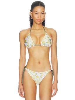Verandah - Reversible Women's Halter Tie-Up Triangle Bikini Top Yellow