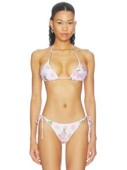 Verandah - Strawberry Printed Women's Unpadded Halter Neck Bikini Top Blush Berries