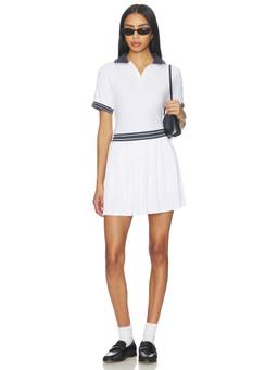 Varley - Draya Court Women's Rib Jersey Polo Mini Dress White