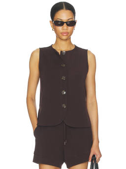 Varley - Josie Women's Sleeveless Button Through Tank Top Coffee Bean