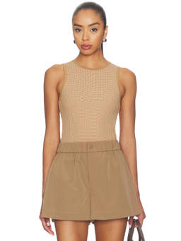 Varley - Hanson Women's Rib Knit Sleeveless Tank Top Tan