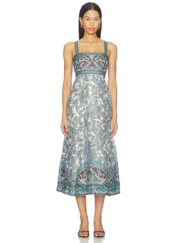 Veronica Beard - Rye Women's Paisley Print Square Neck Midi Dress Multi-Color