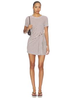 Veronica Beard - Striped Women's Wrap Detail Mini Dress Dove & Raisin