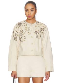 Veronica Beard - Emeren Women's Embellished Crop Jacket Ecru