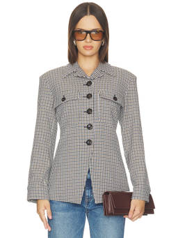 Veronica Beard - Molyneux Women's Tweed Cinched Waist Blazer Navy Blue