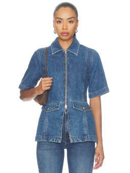 Veronica Beard - Sully Women's Zippered Denim Jacket Blue