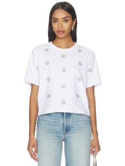 Veronica Beard - Embellished Women's Relaxed Fit Crew Neck T-Shirt White