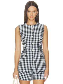 Veronica Beard - Lois Women's Sleeveless Cinched Waist Vest Navy Blue