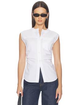Veronica Beard - Harini Women's Cinched Waist Sleeveless Button-Down Shirt White