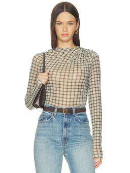 Veronica Beard - Nuvina Women's Ruched Sheer Mesh Jersey Top Multi-Color