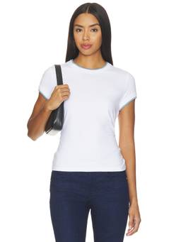 Veronica Beard - Contrast Devin Women's Crew Neck Fitted T-Shirt White