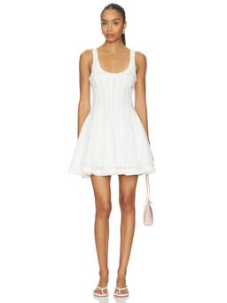 V. Chapman - Moxie Women's Eyelet Lace-Up Mini Dress White