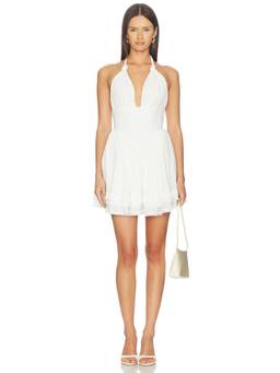 V. Chapman - Mabel Women's Halter Neck Boned Bodice Mini Dress White