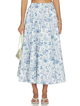V. Chapman - Toile Women's High-Waist Floral Print Maxi Skirt Blue