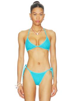 VDM - Gypsy Women's Crochet Knit Tie-Up Bikini Top Blue