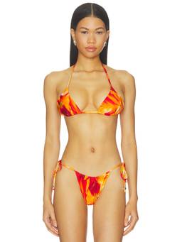 VDM - Blair Sunburst Women's Reversible Halter Tie-Up Bikini Top Orange