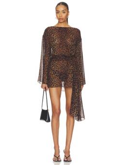Vix Swimwear - Tammy Women's Animal Print Long Sleeve Mini Dress Multi-Color