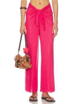 Vix Swimwear - Mesh Jersey Women's Semi-Sheer Tie-Up Swim Cover-Up Pants Red