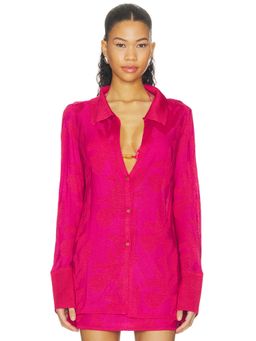 Vix Swimwear - Lara Women's Printed Button-Down Shirt Pink