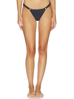 Vix Swimwear - Meera Women's Gold Accent Full Coverage Bikini Bottom Black