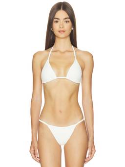 Vix Swimwear - Crinkle Women's Halter Tie-Up Triangle Bikini Top White