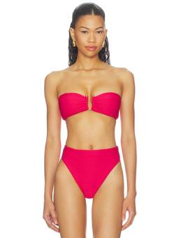 Vix Swimwear - Jill Square Women's Ribbed Padded Bandeau Bikini Top Red