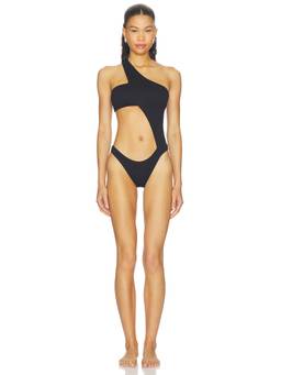 Vix Swimwear - Louane Women's Textured One-Shoulder One Piece Swimsuit Black