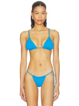 Vix Swimwear - Rosie Collab Women's Textured Padded Triangle Bikini Top Blue